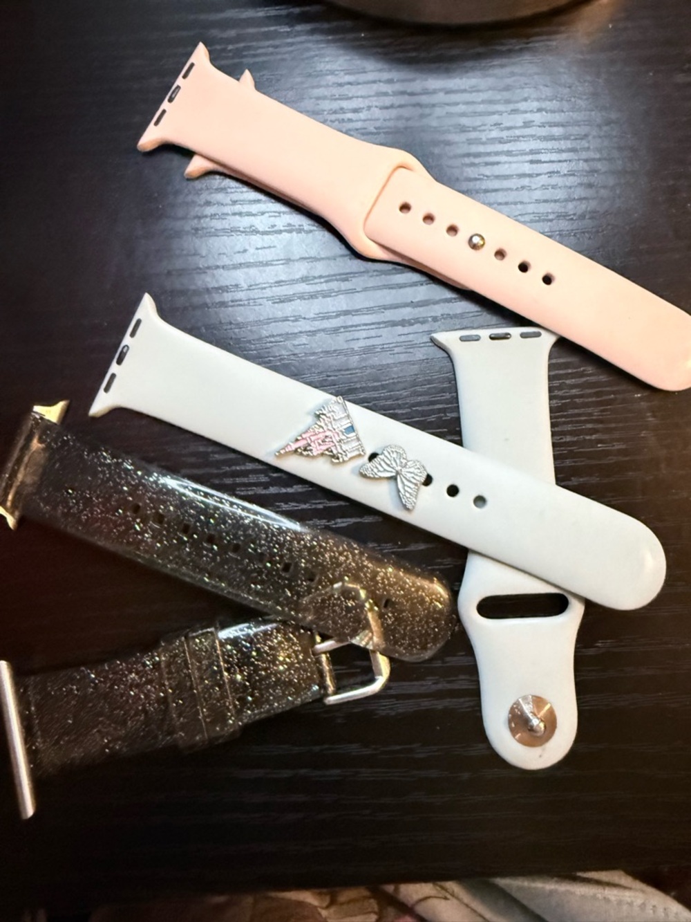Silicone Apple Watch Bands with Charms and Glitter Strap